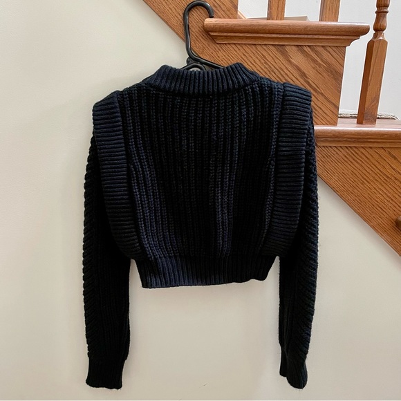 Anthropologie English Factory Cropped Bulky Knit Pull-on Sweater Black XS EUC - Picture 2 of 9